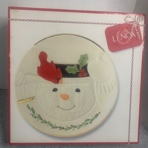 Lenox Happy Holly Days Snowman Cookie Plate - Christmas Holiday - 9" - NIB